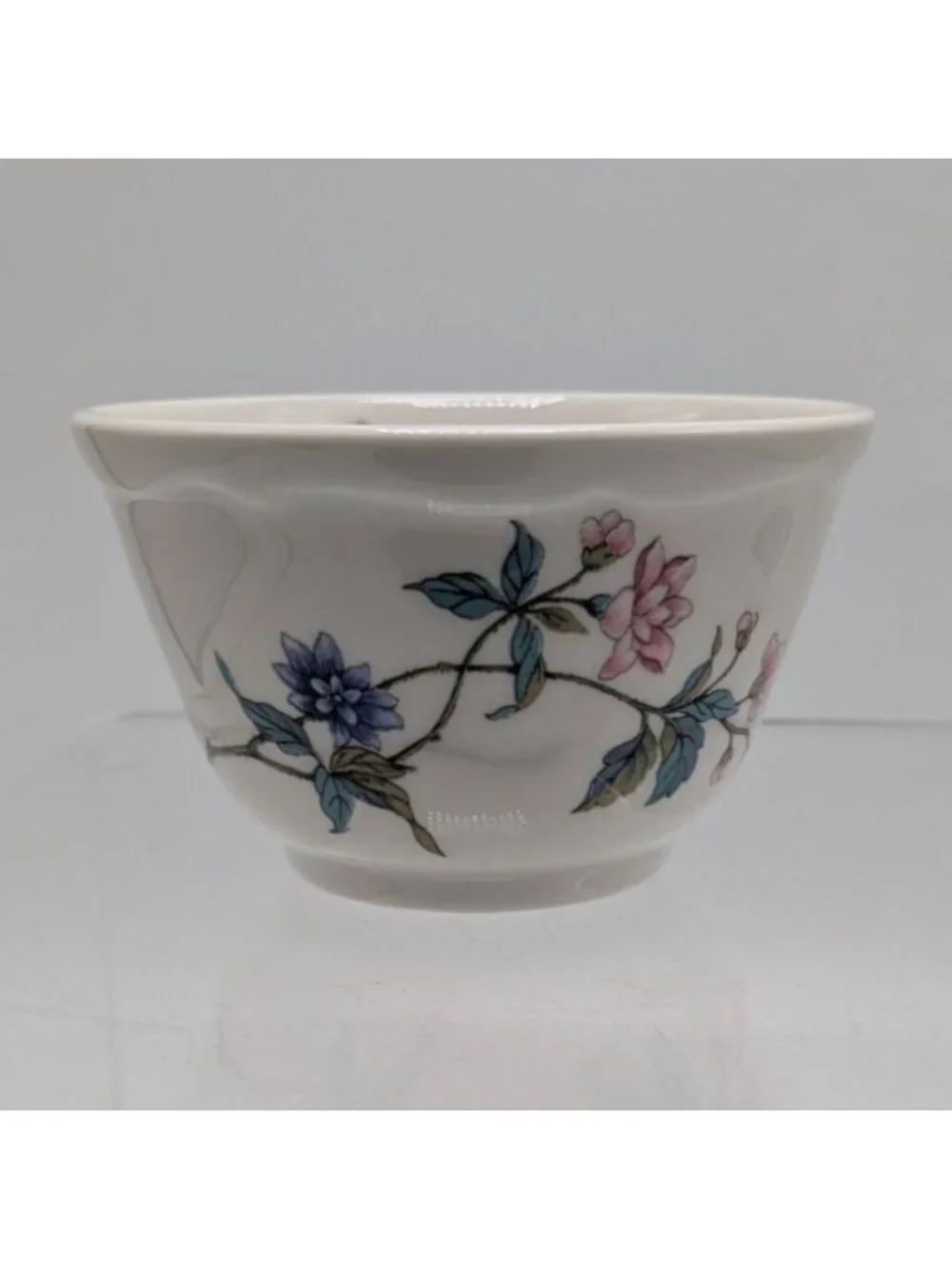 Syracuse China Custard Cup Summerdale Floral White Ceramic Bowl 4 inch wide